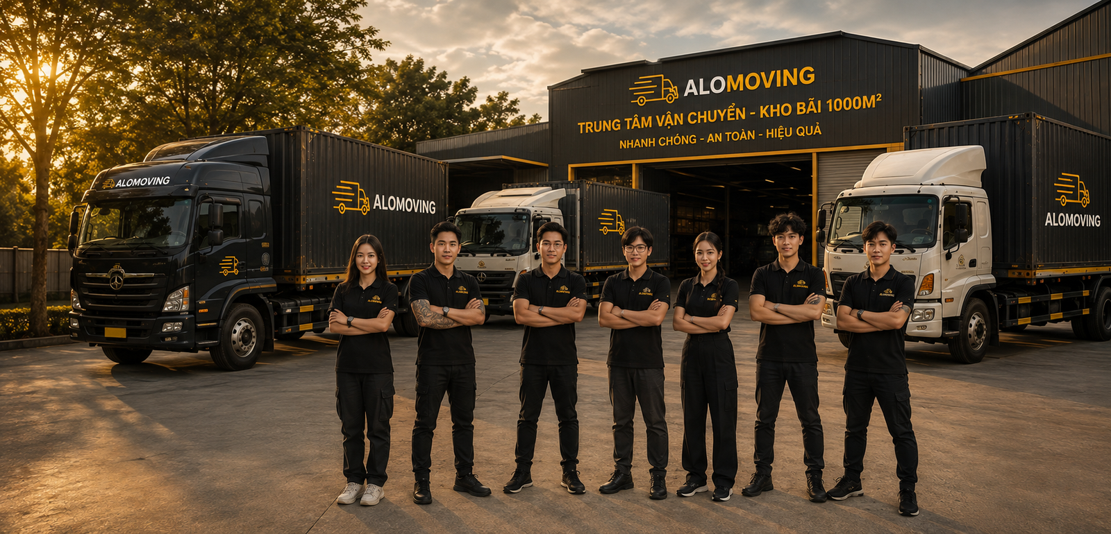 Hệ thống kho bãi và xe tải vận chuyển ALOMOVING